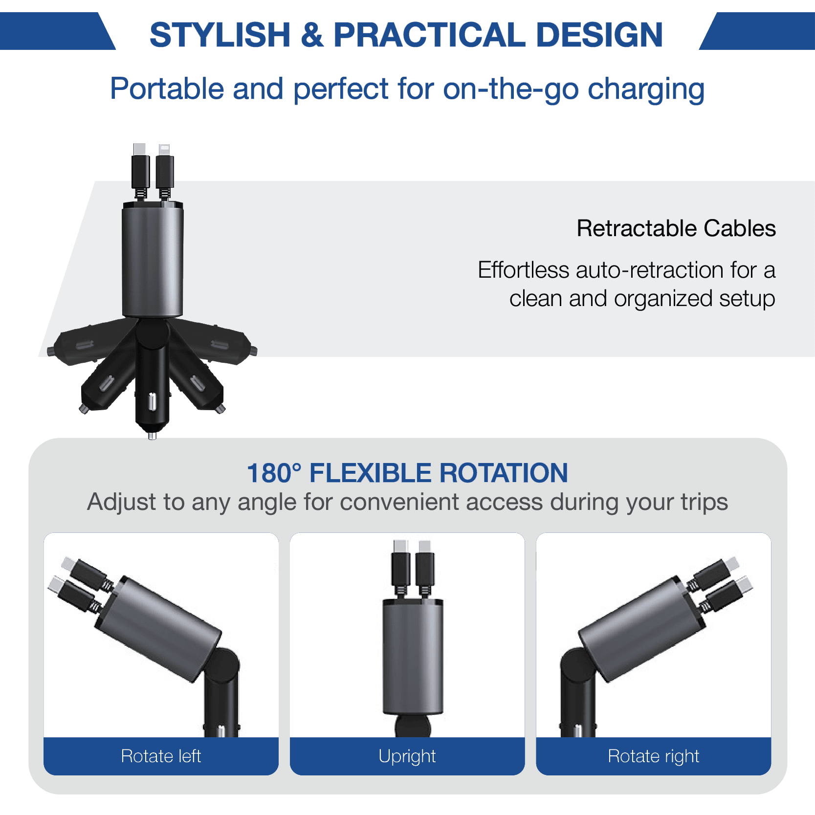 NIXEVO™ 4 IN 1 CAR CHARGER ADAPTER POWERFUL FAST CHARGING